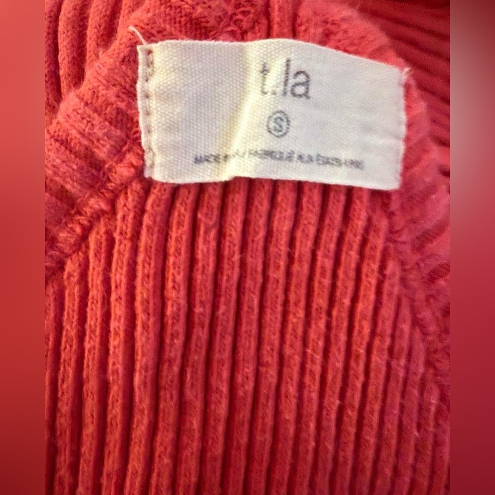 ANTHROPOLOGIE T.La pink/coral SLEEVELESS RIBBED HALTER TANK size small - Picture 4 of 4